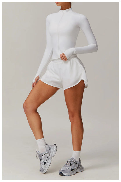 Yoga Shirts For Women Zipper Long Sleeve Fitness Jacket Running Gym Clothes Workout Dry Fit Breathable High Elastic Sports Top