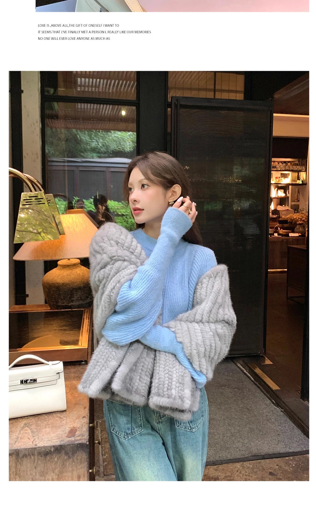 New mink woven women's scarf autumn and winter twill shawl warm herringbone scarfs fur Knitting high quality fishtail Scarves