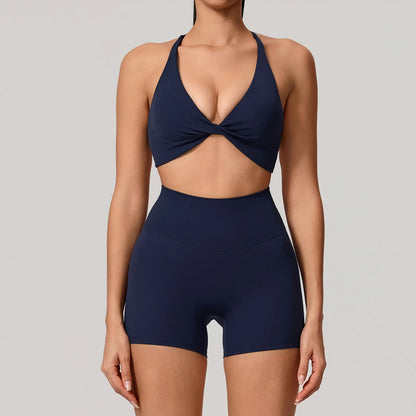 New Summer 2Pcs Women's Quick-Dry Sports Set V-Shaped Bra Female Sleeveless Yoga Outfit Gym Two-Piece Woman Sport Clothes
