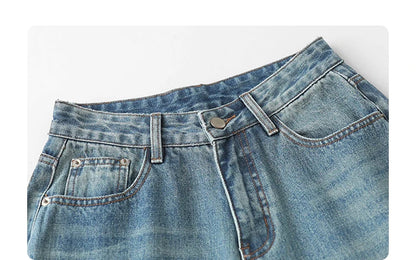 CHIC VEN Women Jeans Loose Casual High Waisted Wide Leg Ripped Rough Edge Denim Pants Female Trousers Spring Autumn 2025