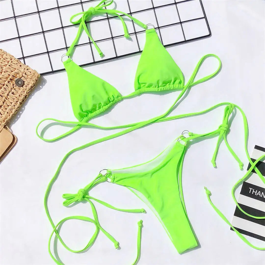 2026 Sexy Wrap Around String Thong Bikini Female Swimsuit Women Swimwear Two-pieces Bikini set Bather Bathing Suit Swim V1677