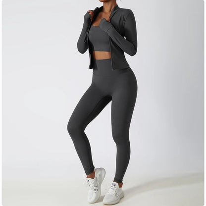 Yoga Shirts For Women Zipper Long Sleeve Fitness Jacket Running Gym Clothes Workout Dry Fit Breathable High Elastic Sports Top