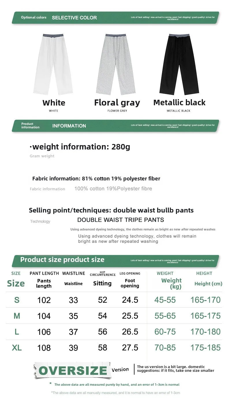 Custom LOGO Men's 2025 Summer 280G American Neutral Wind Splicing Double Waist Wide Leg Pants Sports Straight Couple Sweatpants