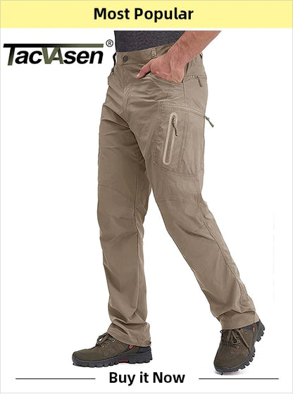 TACVASEN Quick Dry Long Sleeve Cargo Work Shirts with Pockets Mens Nylon Safari Hiking Shirts Button Down Shirts Clothes Males
