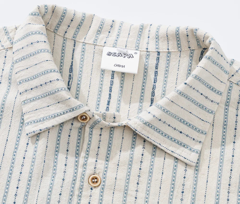 2026 Summer New Japanese Retro Amekaji Cuban Collar Short Sleeved Shirt Men's and Women's Loose Workwear Shirt
