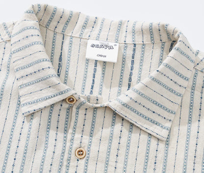 2026 Summer New Japanese Retro Amekaji Cuban Collar Short Sleeved Shirt Men's and Women's Loose Workwear Shirt