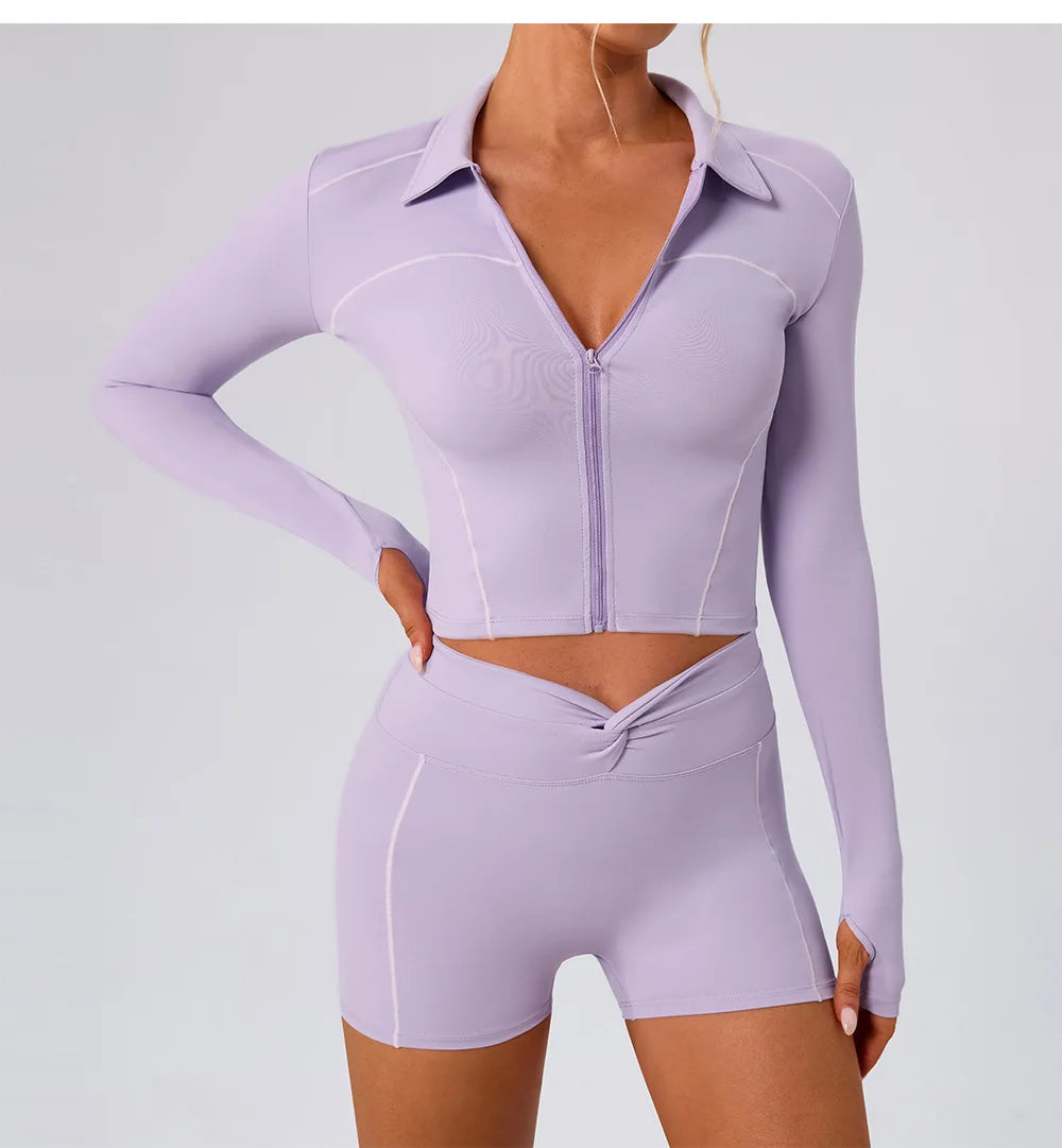 Women's Fitness Yoga Shirts Sports Jackets Gym Yoga Long Sleeve Running Coats Female Workout Clothes For Cycling Activewear
