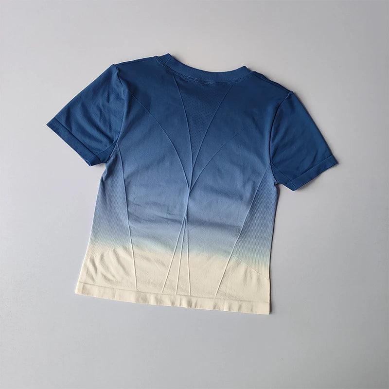 Yoga Top Light Fitting Elastic Quick Drying Sports T-shirt for Women's Personalized Fitness Short Sleeved Summer Thin Style