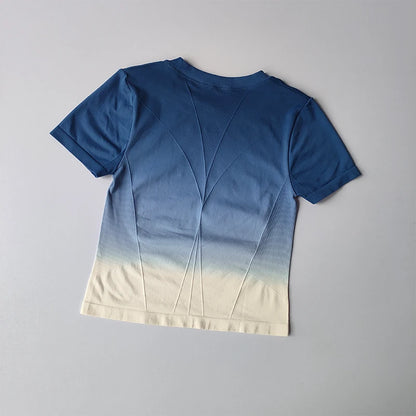 Yoga Top Light Fitting Elastic Quick Drying Sports T-shirt for Women's Personalized Fitness Short Sleeved Summer Thin Style