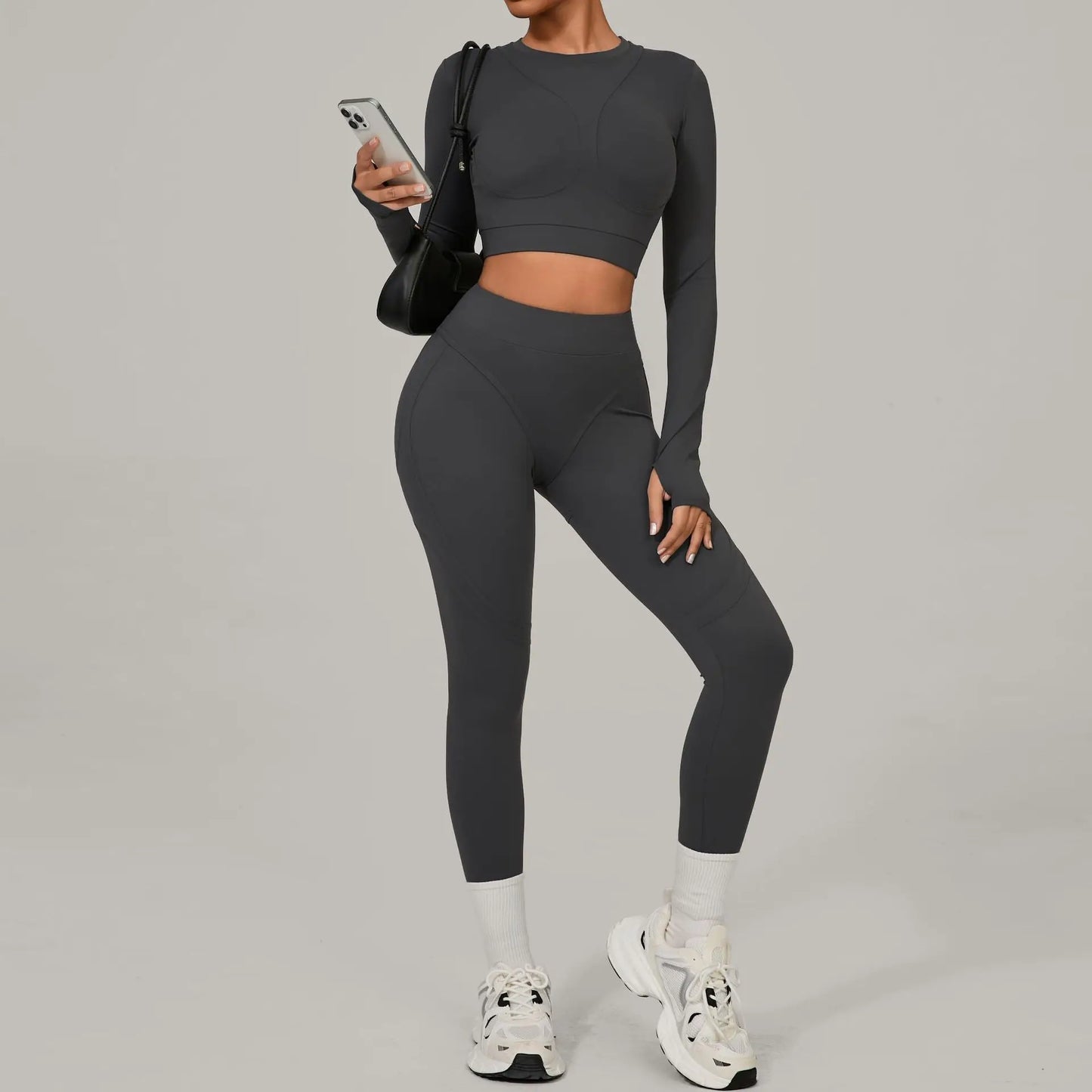 SWELTERING Yoga Suit Women Tracksuit 2PCS Sports Set Fitness Set Quick-Drying Gym Set Running Workout Long Sleeve Yoga Clothing