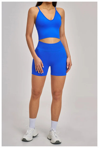 TRY TO BN Seamless Women's Tracksuit Shorts Yoga Set High Waisted Sportswear Fitness Workout Leggings Cycling Running Gym Shorts