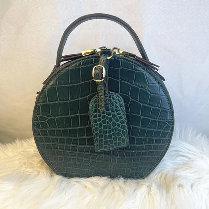 Authentic crocodile leather women's handbag real crocodile leather women's round shoulder bag fashion wallet