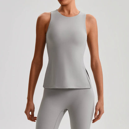 Solid Color Women Fitness Tight Short Yoga T -Shirt Tank Cropped Breathable Sports Running Vest Gym Clothing With Padded Cups