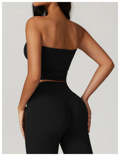 Custom LOGO Women's Strapless Tube Top Sexy Back Sports Underwear Women's Shockproof Quick-Drying Fitness Yoga Top