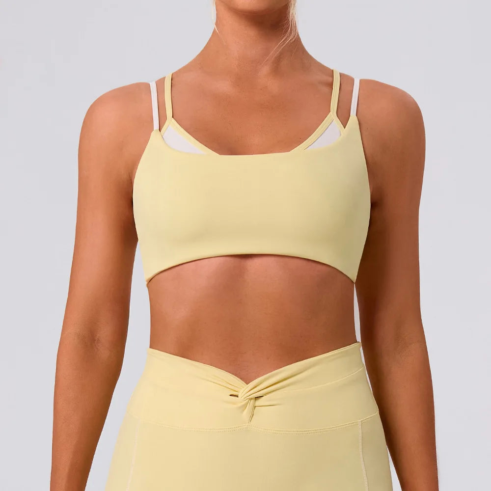 Yoga Bra Color Clashing Shockproof Sports Underwear Women Breathable Gym Fitness Top Female Yoga Workout Underwear Sports Top
