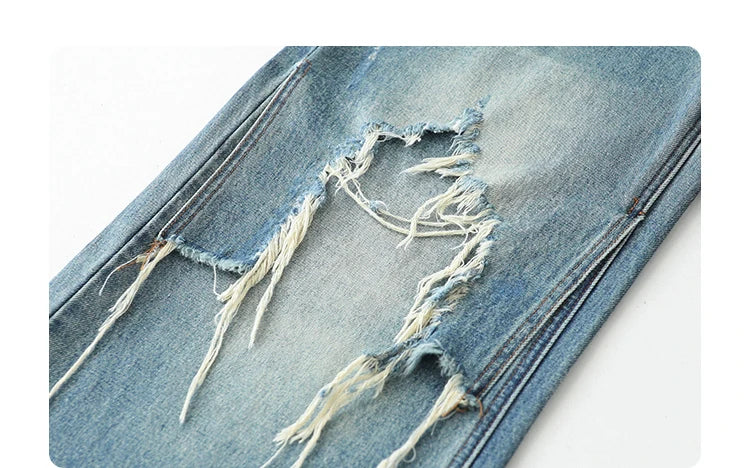 CHIC VEN Women Jeans Loose Casual High Waisted Wide Leg Ripped Rough Edge Denim Pants Female Trousers Spring Autumn 2025