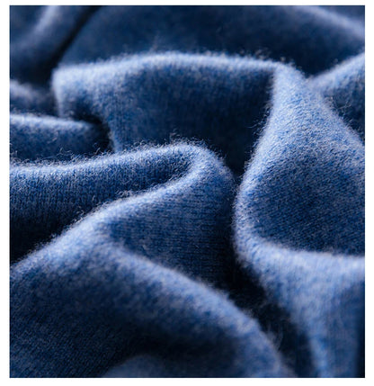 High-end 100% Cashmere Pullover for Men Mock Collar Thick Sweater Autumn Winter Knitted Jumper Warm Clothing Smart Casual Top