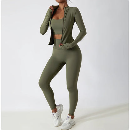 Yoga Shirts For Women Zipper Long Sleeve Fitness Jacket Running Gym Clothes Workout Dry Fit Breathable High Elastic Sports Top
