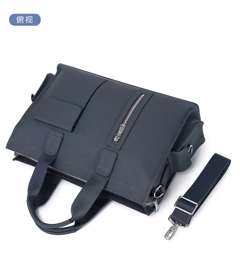 Genuine Messenger Bag Men Leather Handbag Large Capacity Business Commuter Handheld Cowhide Laptop Document Bag Men's Briefcase