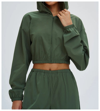 Women Outdoors Sun Protection Yoga Long Sleeve Zipper and Pockets Gym Fitness Jacket Female Running Workout Sports Yoga Shirts