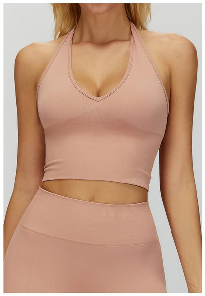 Sexy Seamless Sports Bras Halter Yoga Bra Women Fitness Gym Top Shockproof Running Workout Fast Dry Underwear Female Yoga Vest