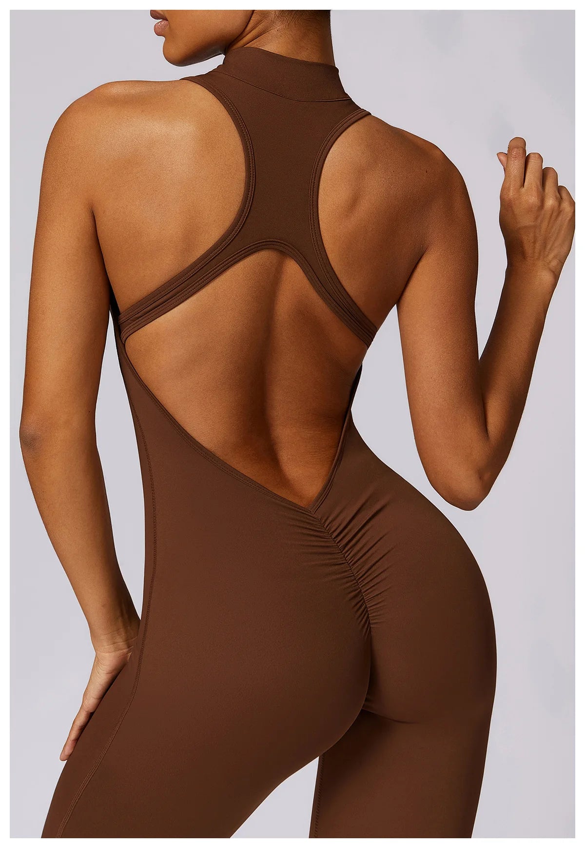 Summer V Back One-piece Suit Women Sports Jumpsuit Zippers Yoga Rompers Backless Sportswear Women Sleeveles Workout Bodysuits