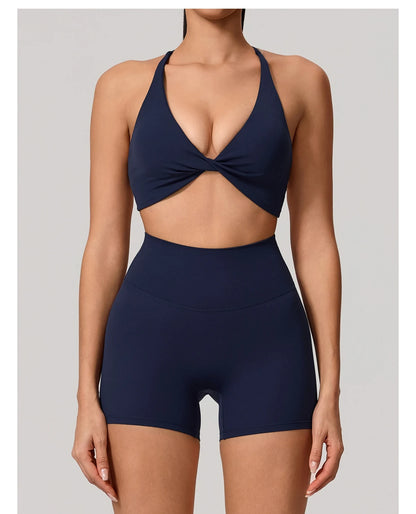 New Summer 2Pcs Women's Quick-Dry Sports Set V-Shaped Bra Female Sleeveless Yoga Outfit Gym Two-Piece Woman Sport Clothes