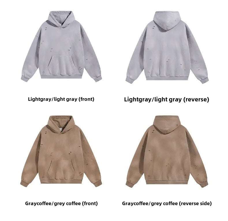 Custom LOGO autumn winter men's women's new white spray dyeing washing water 360G velvet cotton polyester sweatshirt sweatpants
