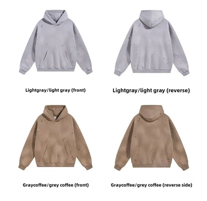 Custom LOGO autumn winter men's women's new white spray dyeing washing water 360G velvet cotton polyester sweatshirt sweatpants