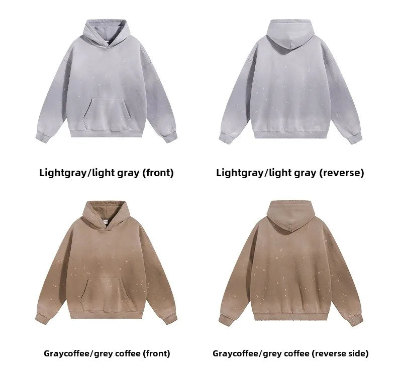 Custom LOGO autumn winter men's women's new white spray dyeing washing water 360G velvet cotton polyester sweatshirt sweatpants