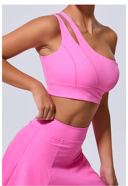 Sexy Women's Sports One Shoulder Bra Gym Push Up Workout Underwear High Strength Support Running Fitness Bra Vest