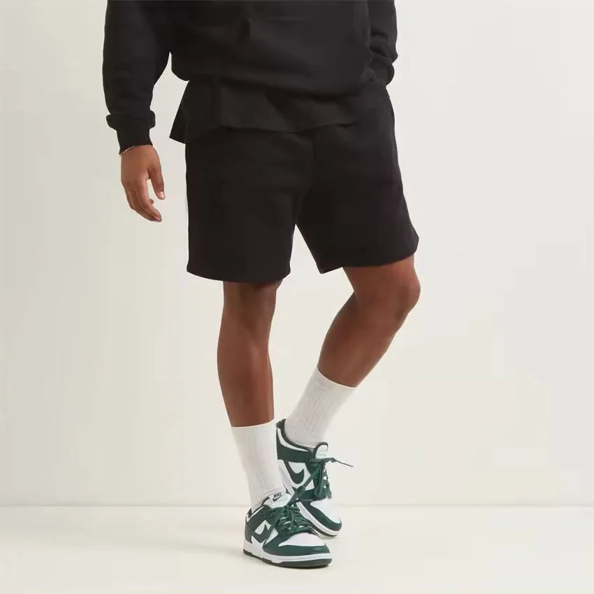 Custom LOGO DIY Brand 330GSM 100% Cotton Heavy Weight Shorts plus Big Size mens shorts summer casual beach blank shorts for men