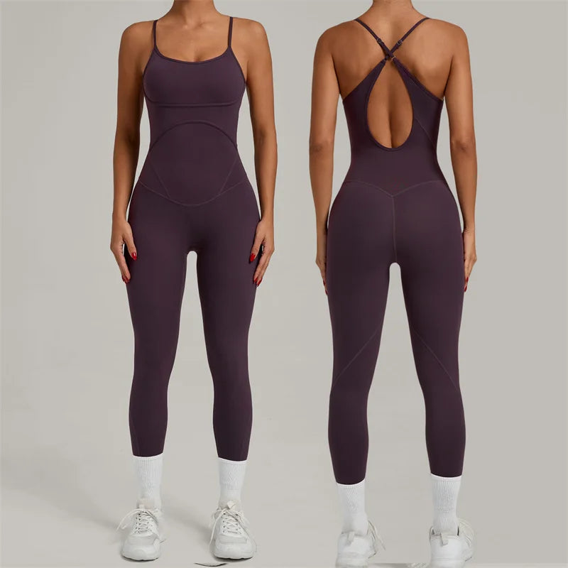 TRY TO BN Sports Jumpsuit Yoga Cross Adjustable Shoulder Straps Fitness Workout Bodysuit One Piece Sportswear Gym Women Clothing