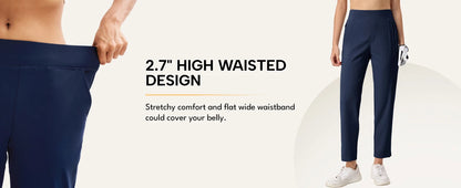 TACVASEN UPF 50+ Golf Pants Women's Lightweight Quick Dry Stretch Pants High Waisted Work Athletic Casual Pants 5 Pockets