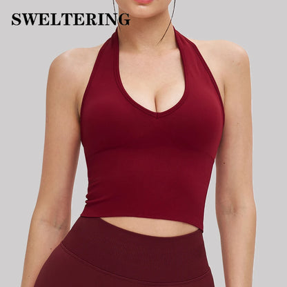 Sexy Seamless Sports Bras Halter Yoga Bra Women Fitness Gym Top Shockproof Running Workout Fast Dry Underwear Female Yoga Vest