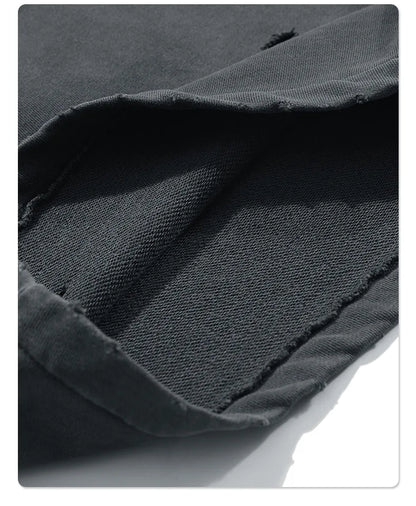 Customized LOGO Men's Heavy 100% Cotton High Street Wind Wash Old Loose Cut Couple Retro Shorts