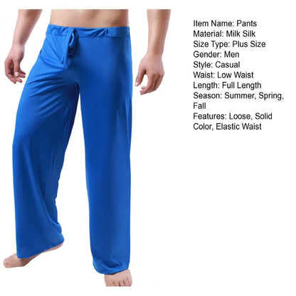 Men Yoga Pants Low Waist Drawstring Straight Loose Pajama Pants Thin Sports Comfortable Elastic Waist Men Sports Trousers
