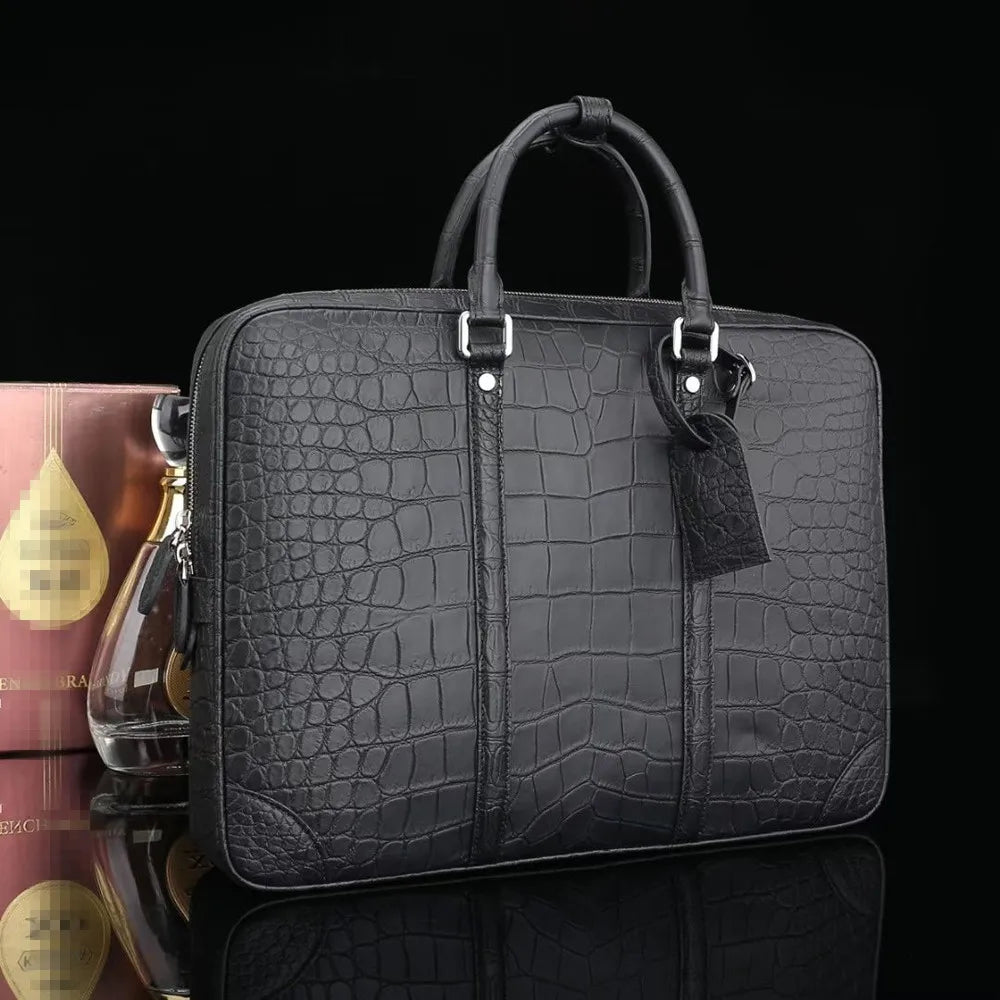 Real crocodile belly leather business men's business briefcase authentic crocodile leather men's large laptop handbag