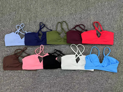 Hearuisavy Summer Gym Top Women Training Yoga Clothes Stretch Sports Underwear Fitness Workout Cross Yoga Bra Sexy Sports Bra