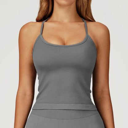 Custom LOGO women's seamless new yoga vest strap cross back sports underwear outdoor running fitness top