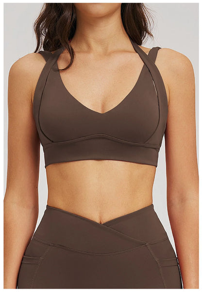 Solid Color Yoga Bra Women Sexy Gym Workout Crop Top Shockproof Sports Underwear Female Beautiful Back Sports Bra Fitness Top