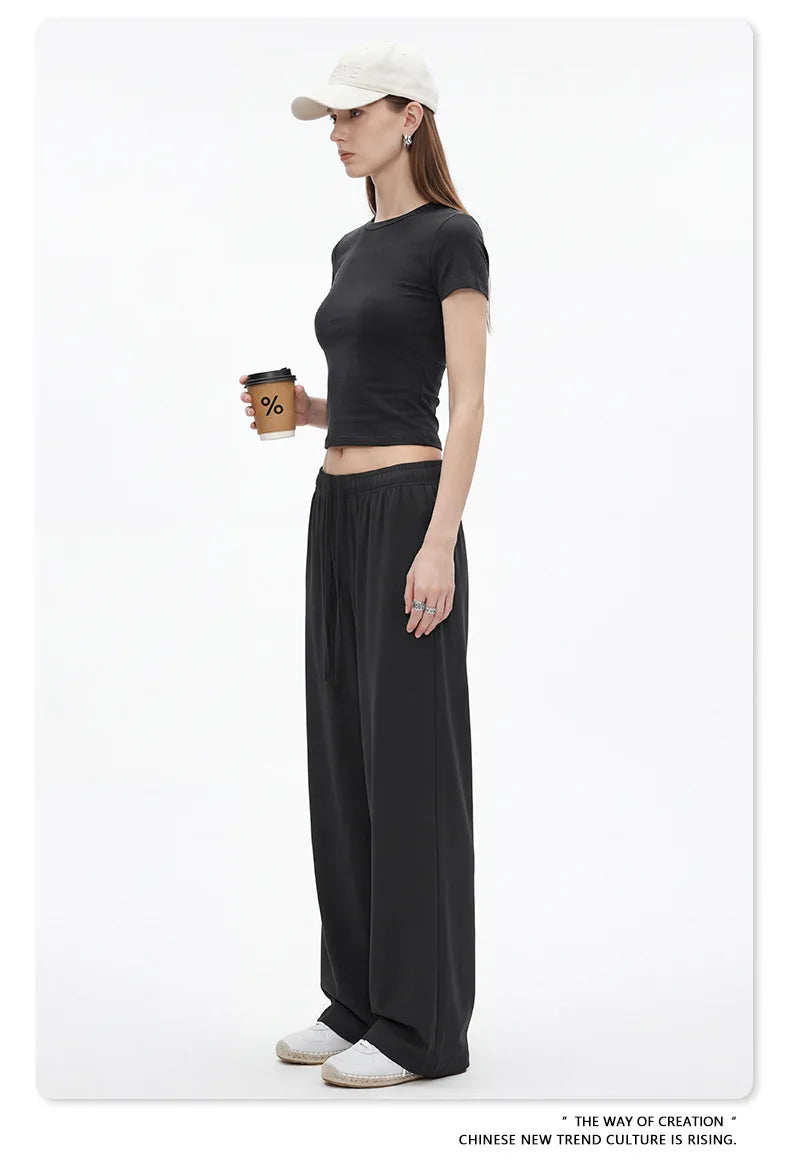 Custom LOGO women's spring summer new 200G high-elastic short slim-fit short-sleeved trousers casual sports two-piece set