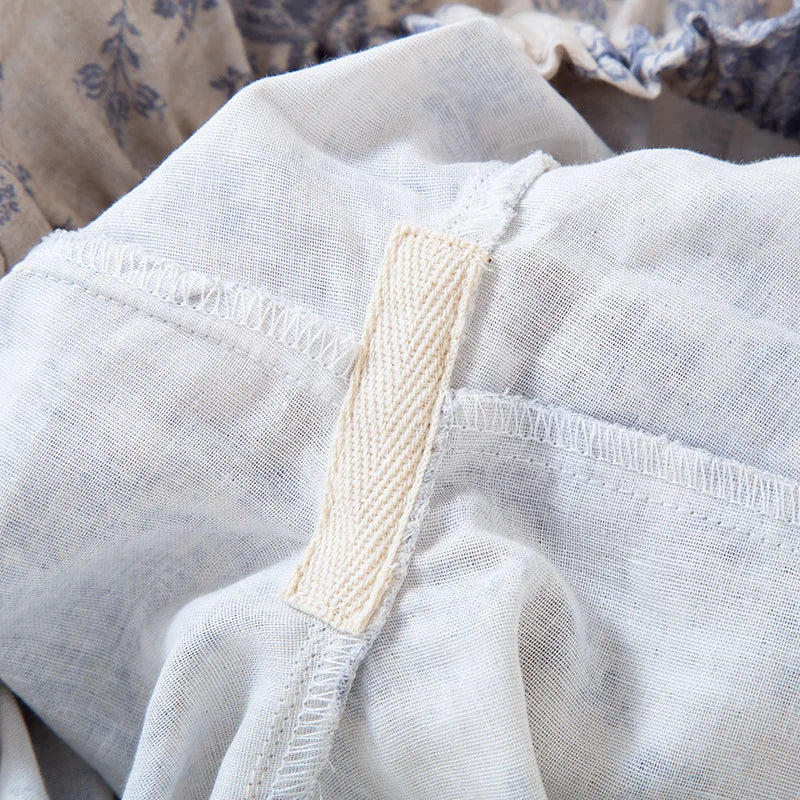 2026 New Spring/Summer Women's Sleeper Pants 100% Cotton Gauze Thin Sweet Lace Floral Loose Wide Leg Home Pants lounge wear