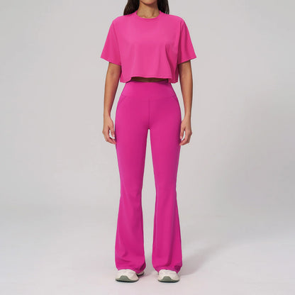 Custom LOGO women's yoga clothes, short sleeves, tight quick-drying trousers, fitness clothes, high-intensity sports suits