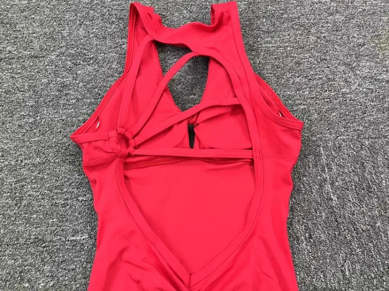 Seamless Yoga Jumpsuits Sports Fitness One-Piece Tight Sleeveless Beauty Back Workout Gym Running Training Bodysuits for Women