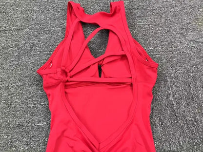 Seamless Yoga Jumpsuits Sports Fitness One-Piece Tight Sleeveless Beauty Back Workout Gym Running Training Bodysuits for Women