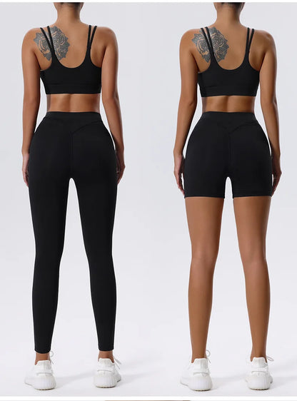 2PCS Yoga Set Sportswear Women Tracksuit Athletic Wear Pilates Fitness Suit Gym Clothes Workout Push Up Sports Bra Leggings Suit