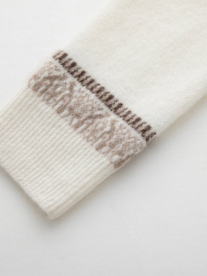 CHICUU Women Autumn Winter O-neck Vintage Style Pullover Sweater 100% Cashmere Knitwear Thick Warm Jacquard Knitting Sweater Top