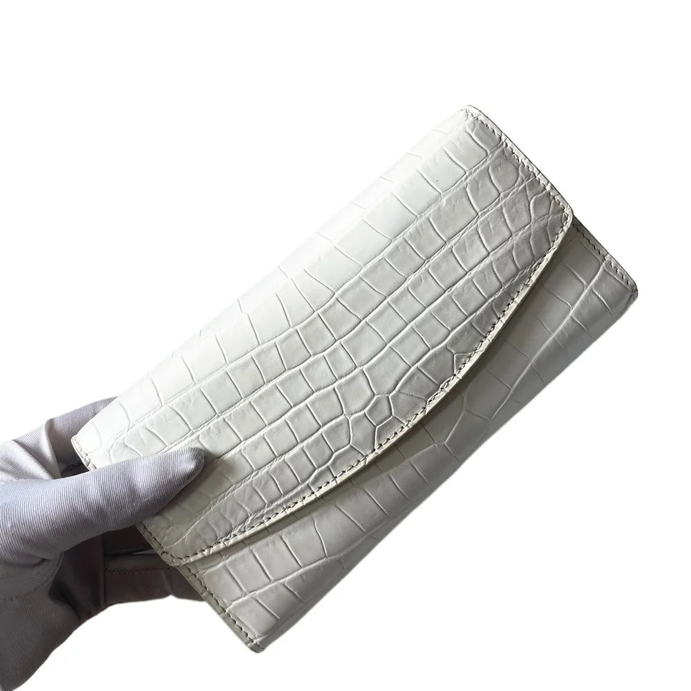Exotic style real crocodile leather women's large three-fold wallet real crocodile leather women's long handbag card bag
