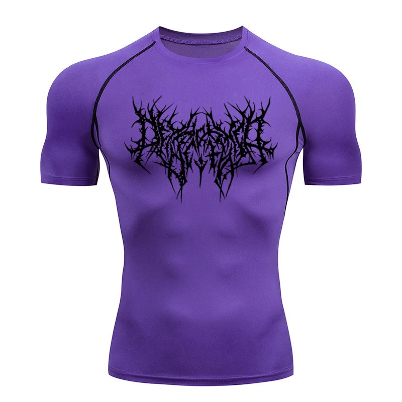 Short Sleeve Revena™ "Abstract Thorn" Pattern Elastic Compression Shirt (UNFINISHED)